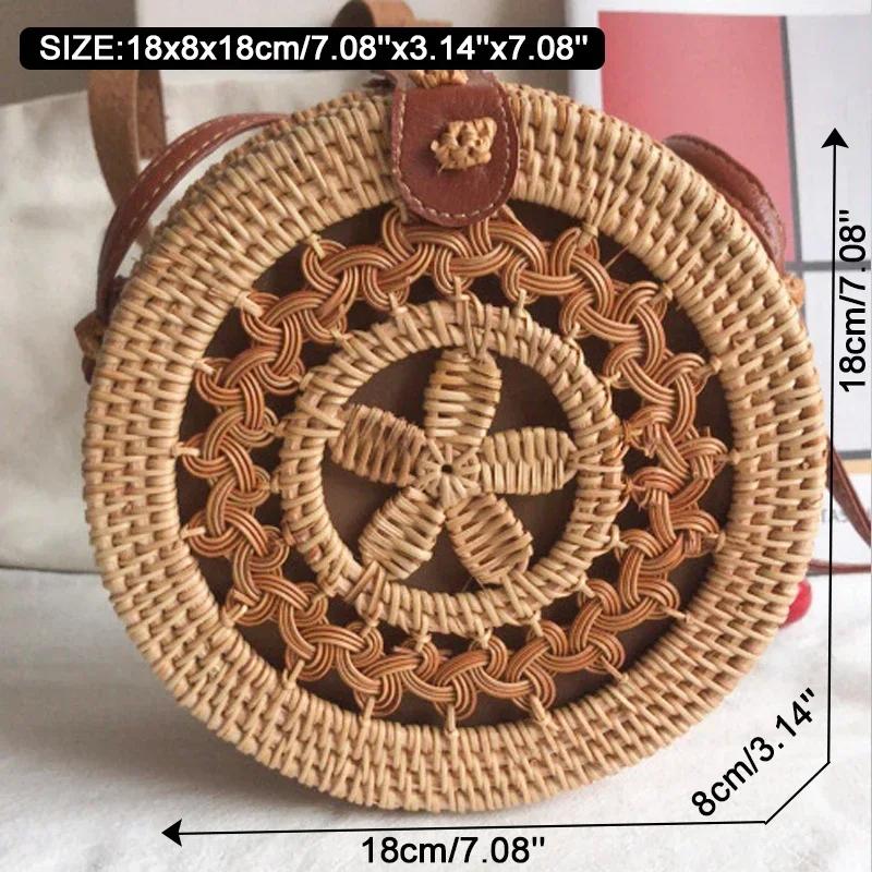 Quadratisch Rund Multi-Stroh Tasche Handtaschen Damen Sommer Rattan Tasche Handgefertigt Gewebt Strand Kreis Bohemia Handtasche