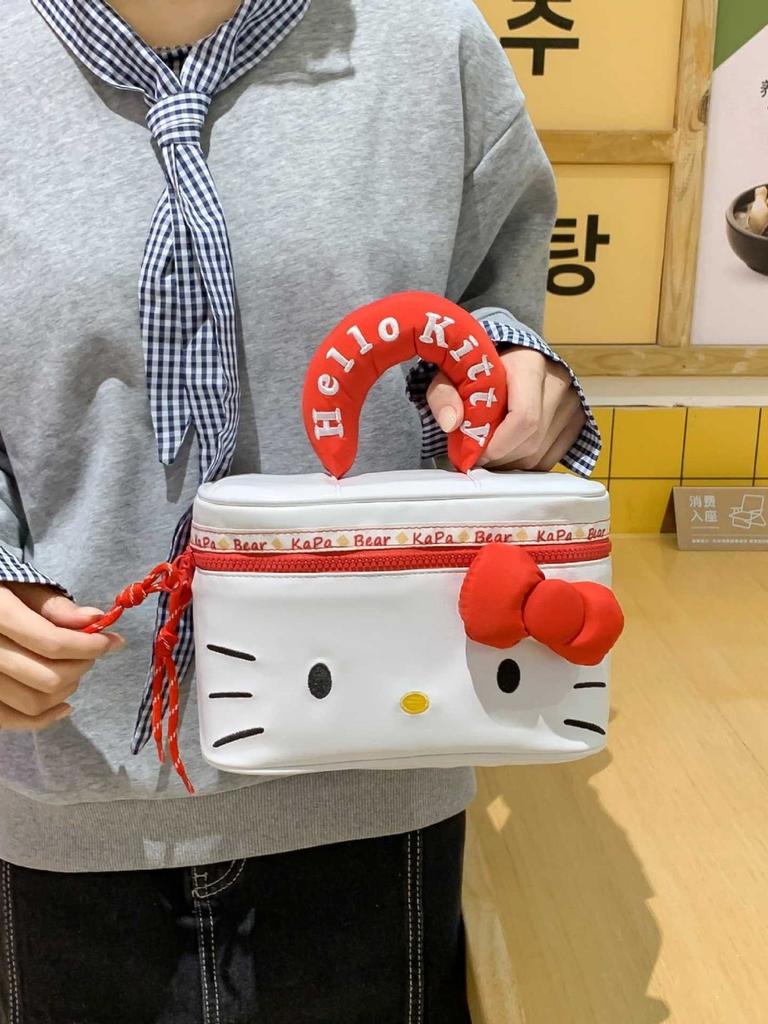Hello Kitty Cartoon Pu Makeup Bag With Large Capacity For Daily Use