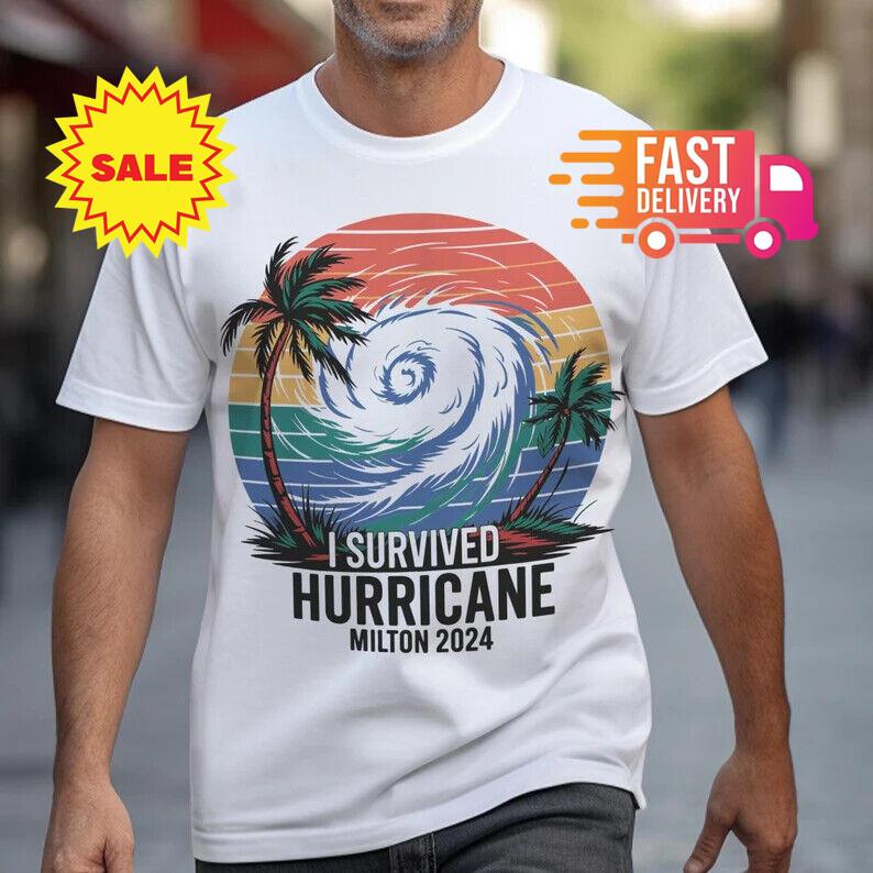 I Survived Hurricane Milton 2024 White T-Shirt S-5XL
