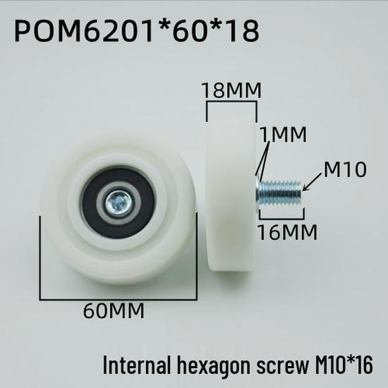 626 Rubber-Coated Nylon Roller with Shaft, 608 Bearing Pulley Wheel Guide