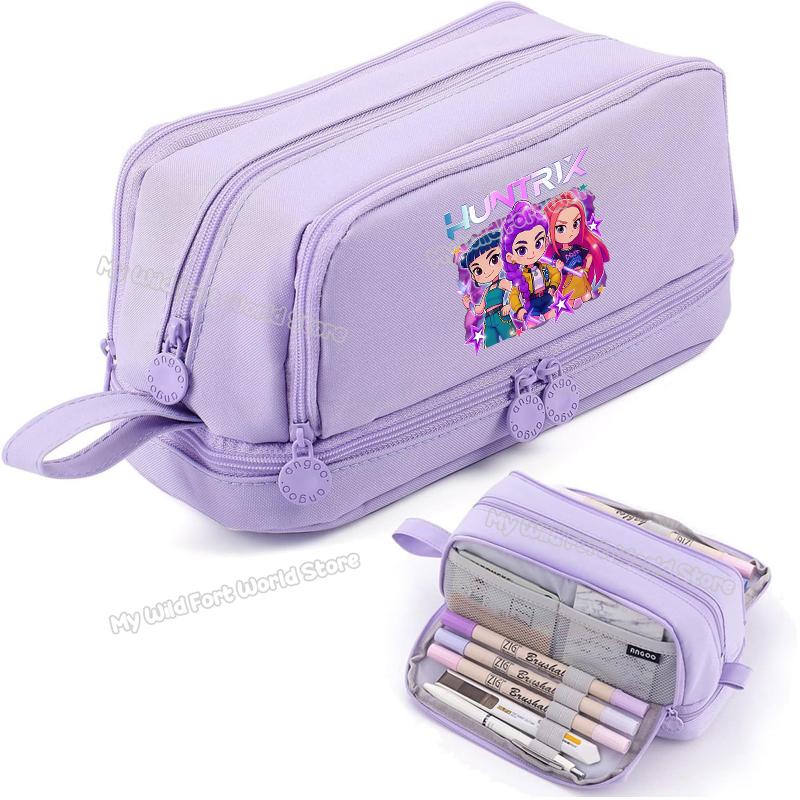 High Quality Kpop Demon Hunters High-capacity Pencilcase Rumi Mira Zoey Girl Stationery Pouch Cartoon Student Pencil Bag School Supplies