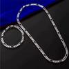 Fine Noble New Arrive  Silver 4MM Chain for Men Women Bracelet Necklace Jewelry Set Lady Christma Gifts Charms Wedding