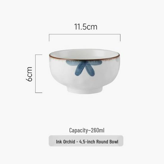 Japanese Ceramic Ink Wash Bowl and Plate Set - Tableware for Home Dining