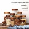 Acacia Lid Borosilicate Glass Storage Jar for Tea & Dried Fruit