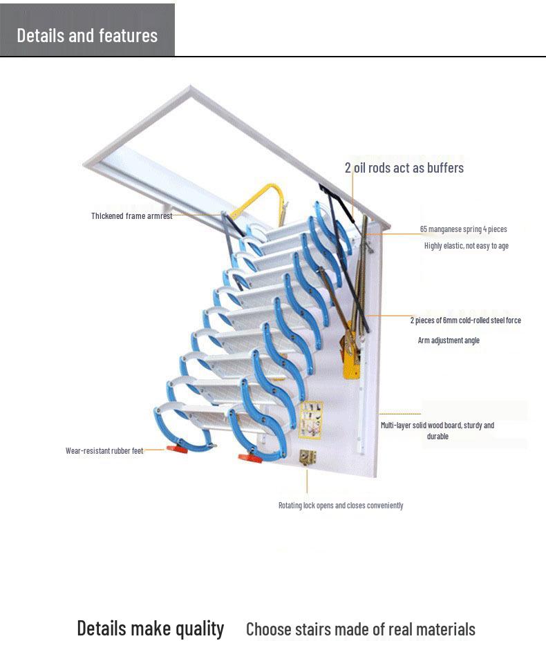 Automatic Folding Indoor Attic Extension Ladder
