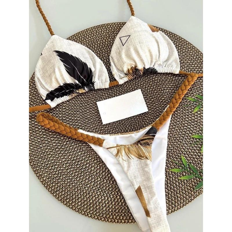 Stroje kąpielowe Damskie Leopardzi Wzór Brazylijski Zestaw Bikini Seksowny Strój Kąpielowy Stringi Dwuczęściowy Strój Kąpielowy Damski 2025 Odzież Plażowa
