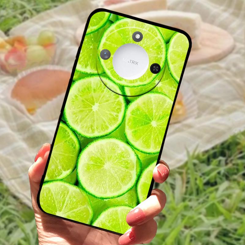 For Huawei Honor X60 Case Flowers Painted Cover Black Silicone Soft TPU Phone Case For Honor X60 Protective Shell Bumper