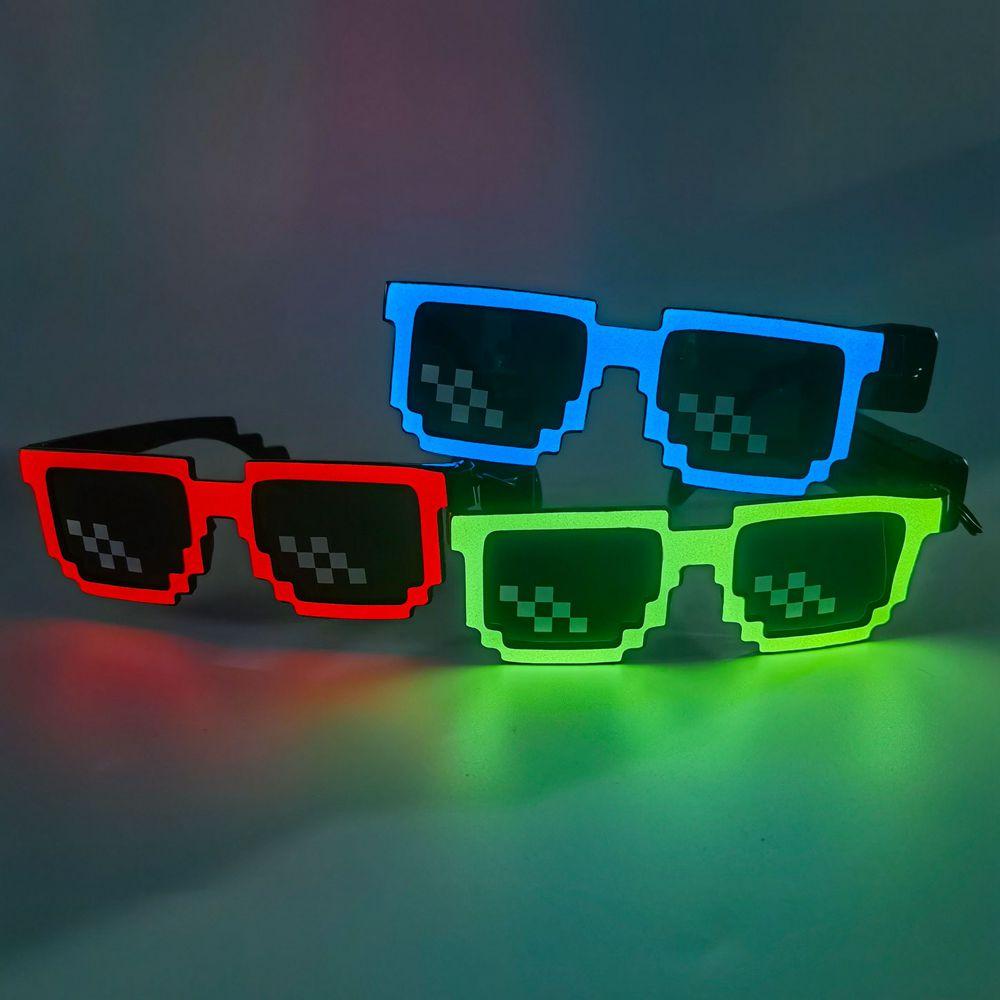 Lunettes Mosaïque Pixel LED Créatives pour Festival, Activées par la Lumière et la Musique Sans Fil, Lunettes de Soleil Néon Multicolores pour Fêtes Rave