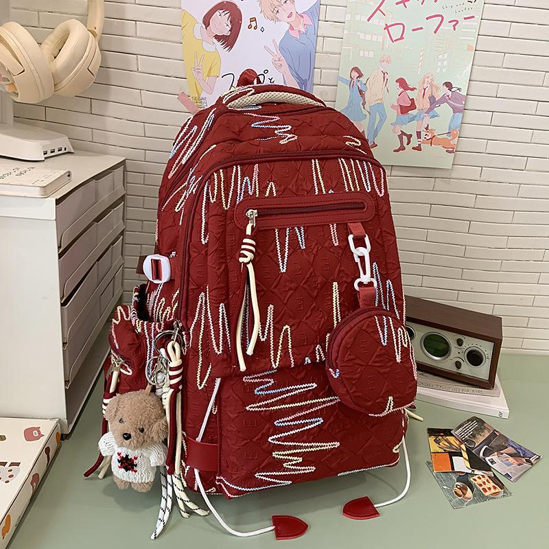 Trendy high-value schoolbag girls, primary school students, junior high and high school students, niche design, simple and versatile backpack women