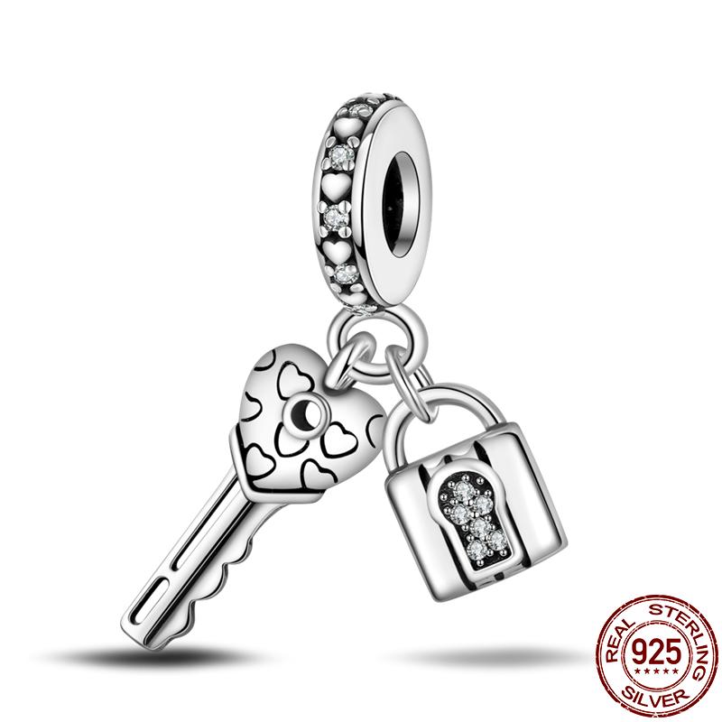 Fit Original 3Mm Bracelet Copper Love Lock Safety Buckle Charms Diy Beads For Women Birthday Fine Jewelry Gift