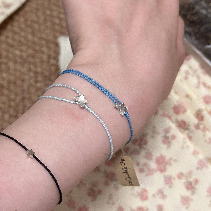 Mint Butterfly Wax Thread Versatile Luxury Braided Bracelet Women's Fashionable White Design Hot Sale