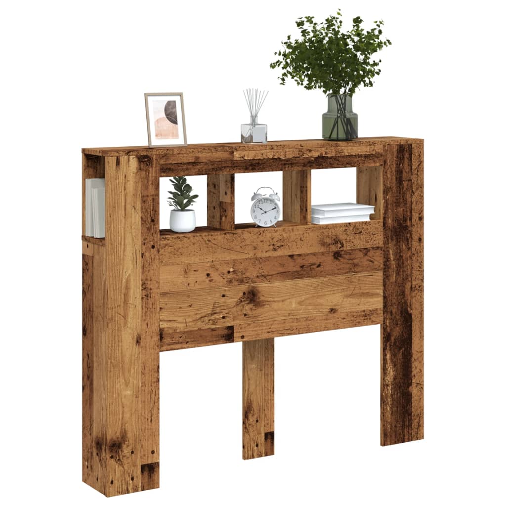 Vidaxl Wezgłowie Łóżka Z Led, Stare Drewno, 120X18,5X103,5 Cm