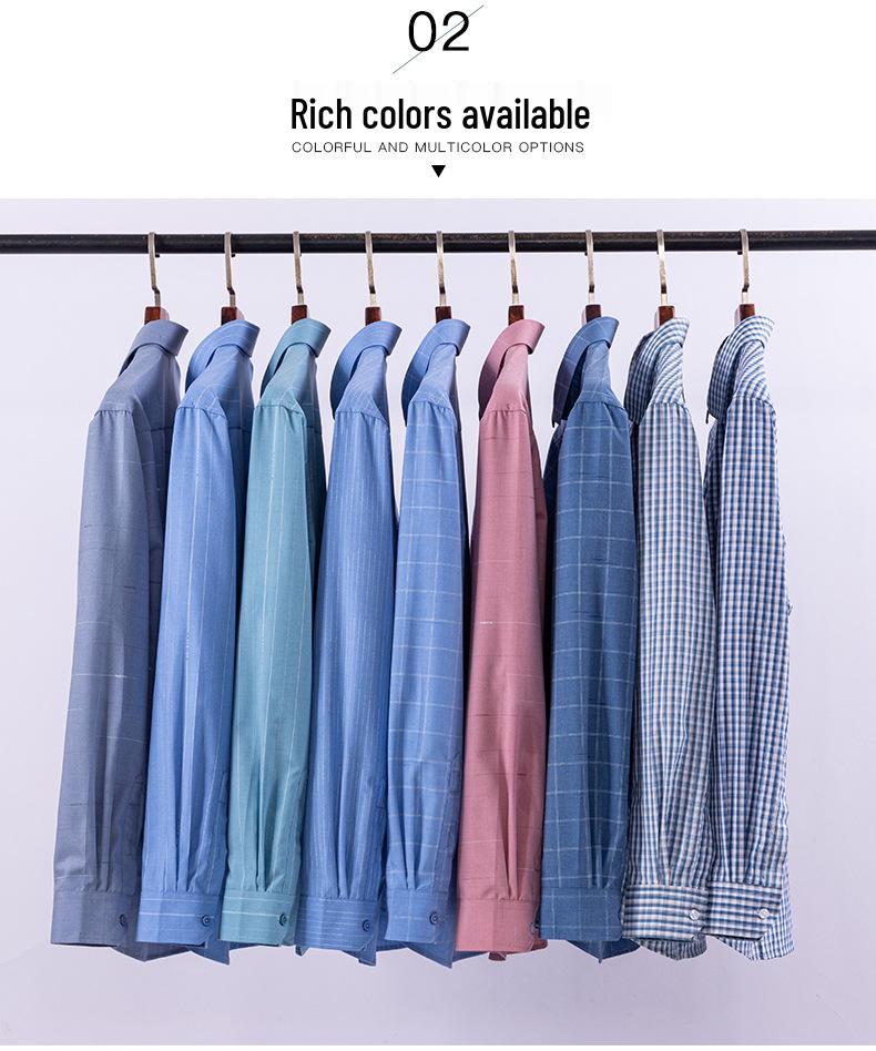 2025 Summer Men's Breathable Non-Iron Plaid Long Sleeve Shirt for Middle-Aged Dads
