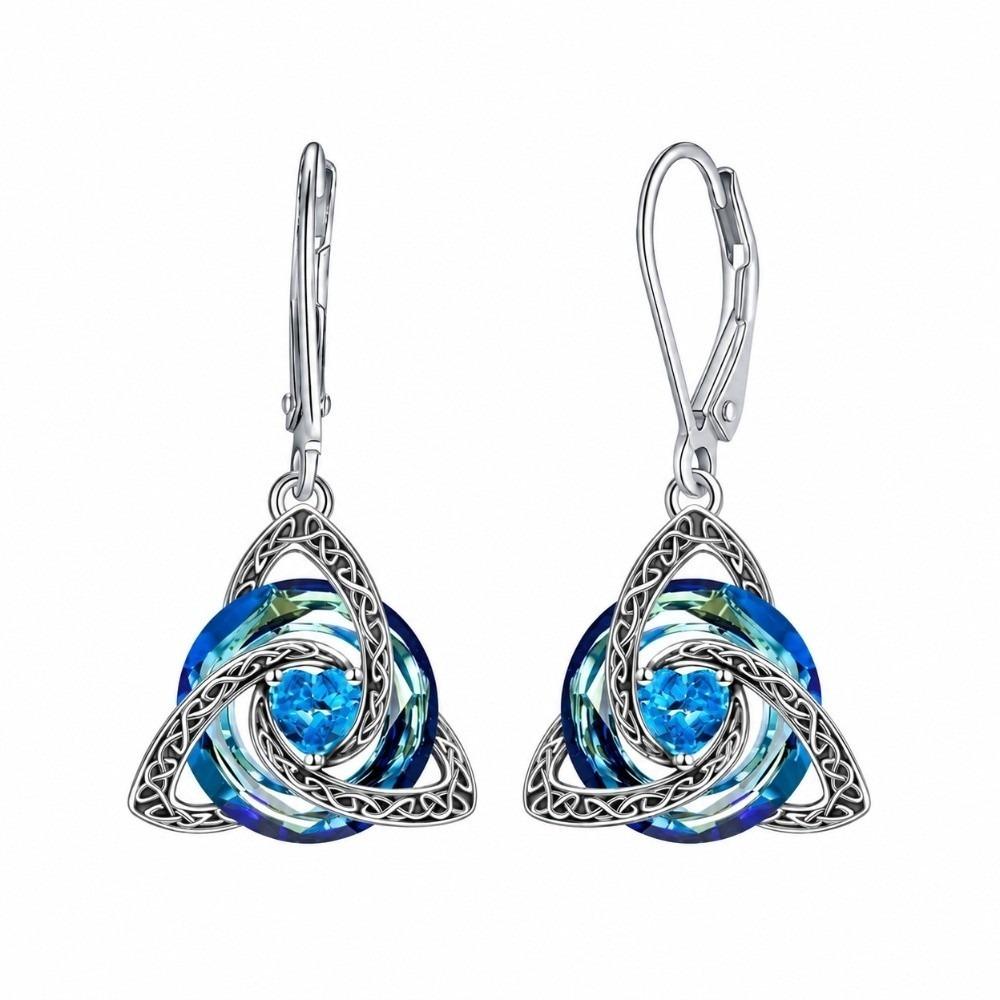 1 Pair 12 Birthstone Option Celtic Knot Earrings Stainless Steel Pendant Earrings Daily Wear