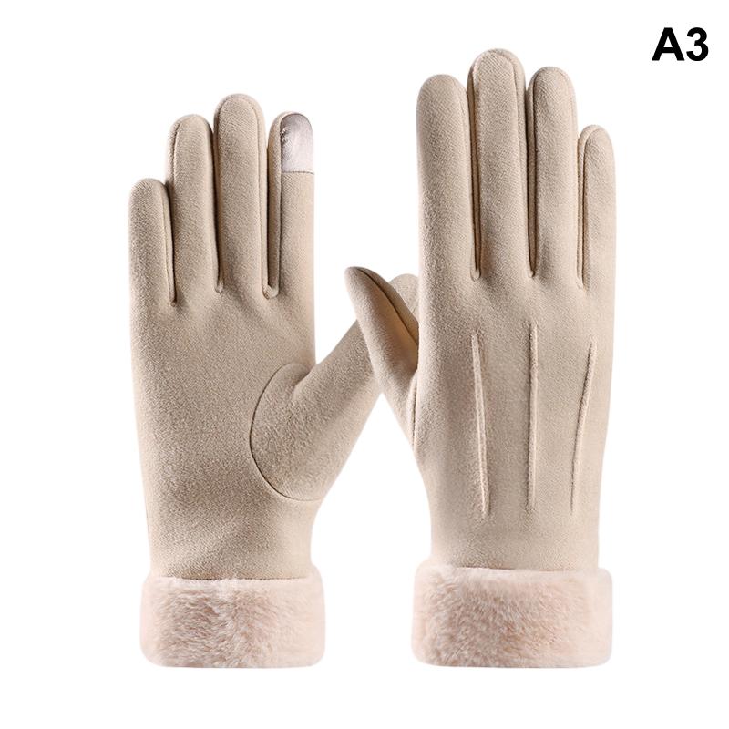 1 Pair Women S Warm Winter Gloves Touchscreen Gloves With Fur Cuff Plush Lining Cycling Sports Driving Windproof Warm Gloves