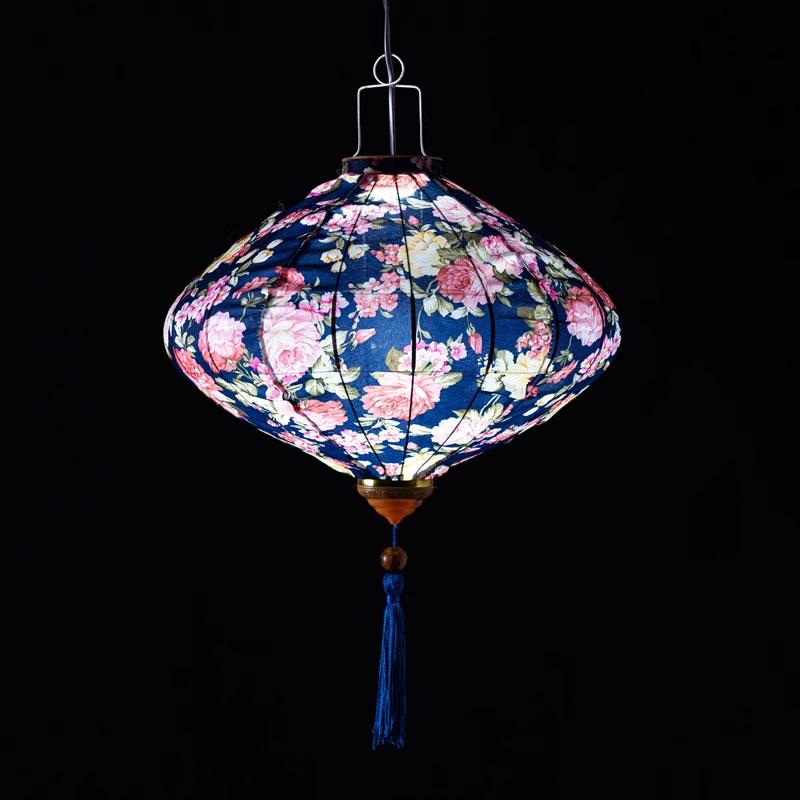 12/14 Inch Oriental Style Palace Lantern Cloth Silk Floral Pattern Lantern Vietnam Mid Autumn Spring Festival Hanging Decor