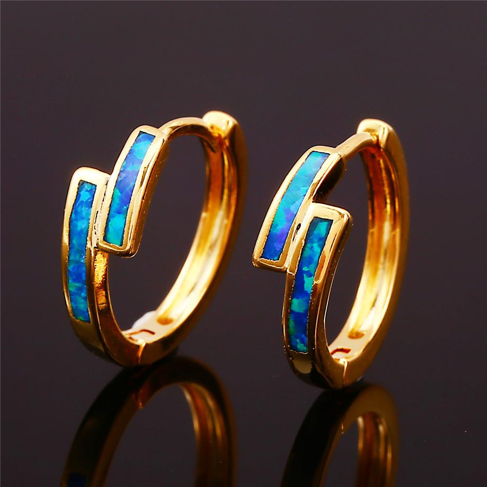 New Minimalist Style Gold Misplaced Blue and White Circle Earrings with Versatile Ear Buckles