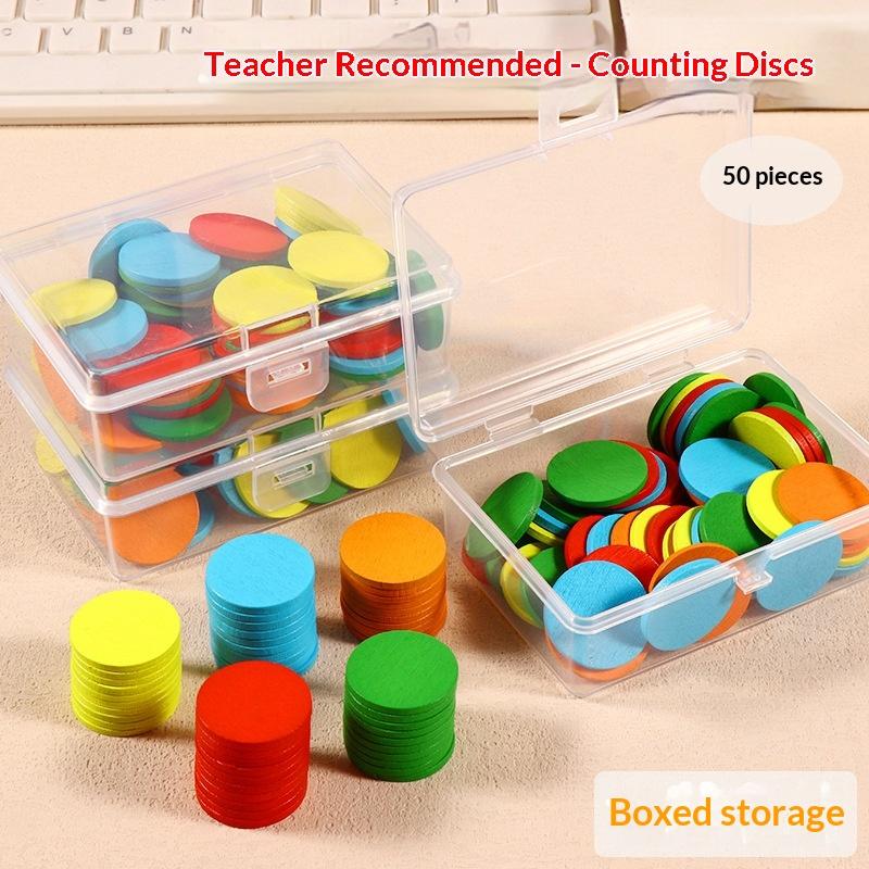 50Pcs Round Plastic Math Counters Colored Counting Chip Kids Early Math Learning Toy Kindergarten Preschool Math Learning