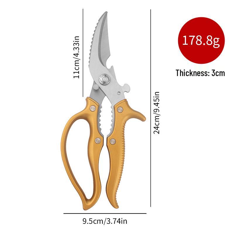 04 Model Kitchen Shears: Strong, Multi-functional Chicken Bone Shears, Lid Opener, Walnut Cracker, Stainless Steel Food Shears