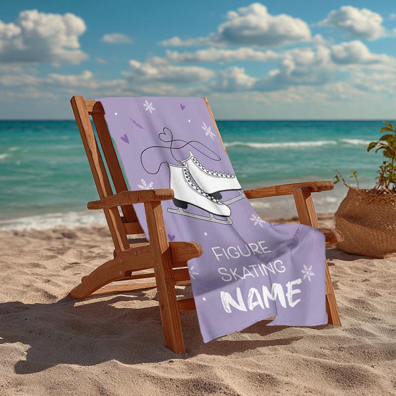 Custom Name Ultra-Soft Beach Towel with figure skating Theme,Ideal for Pool - Camping, Diving - Perfect Travel Essential, Vibrant Beach Towel.