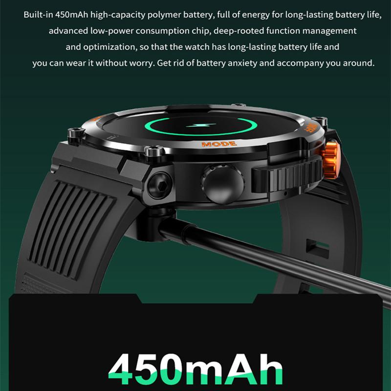 HT17 Smart Watch Bluetooth Call Men Rugged Compass LED Lighting Outdoor Sport Smartwatch 450mah Large Battery Ftiness Tracker