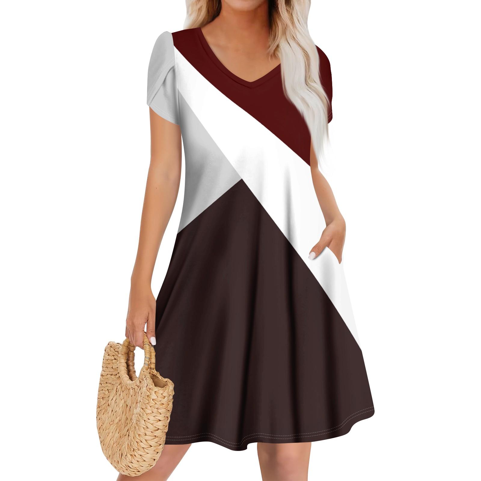 

Жіноча повсякденна модна сукня з V-подібним вирізом і короткими рукавами Стильна весільна сукня для гостей XXXL червоний