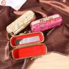 1pc Flower Jacquard Lipstick Case Single Jewellery Box Lip Gloss Storage Case Cosmetic Bags With Mirror Women Makeup Storage Box