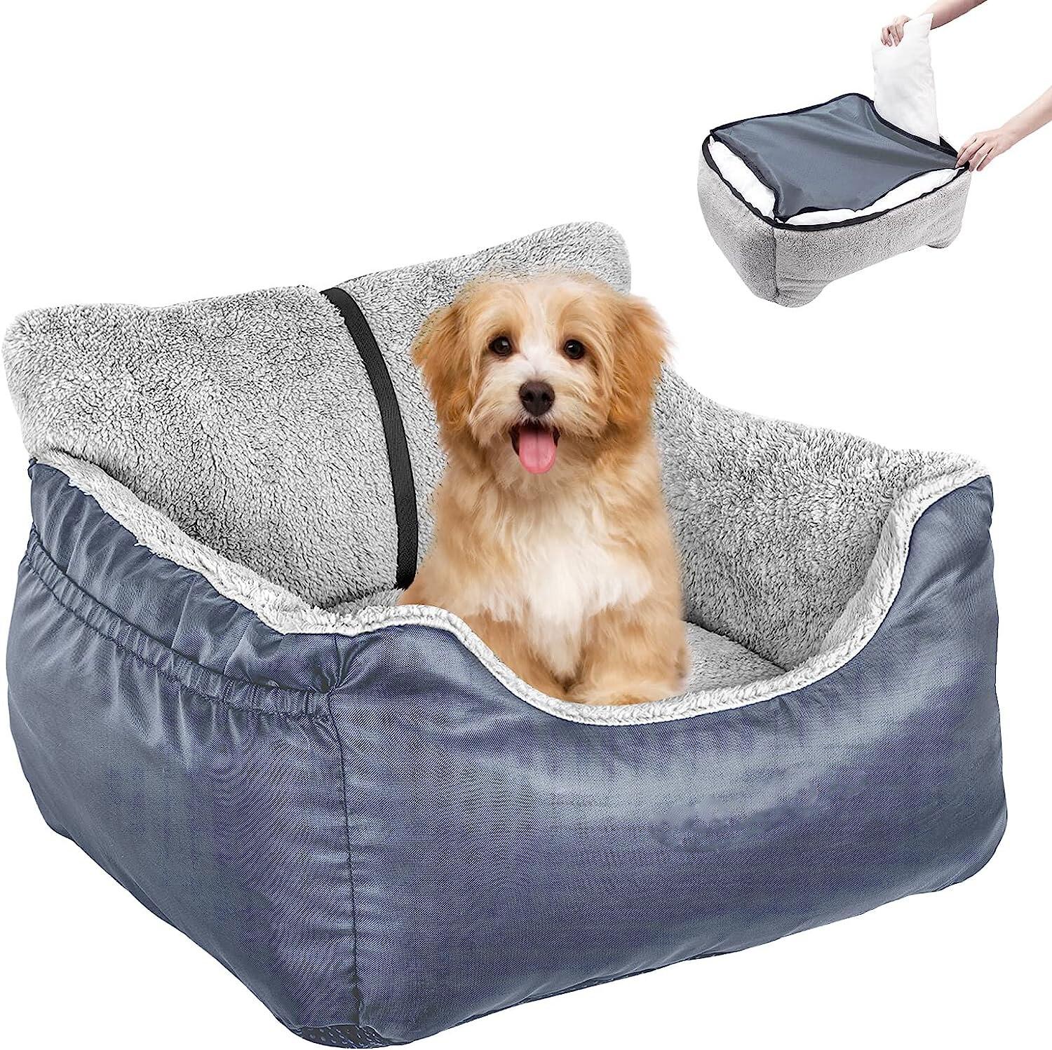 Autositz für Haustiere für große und mittelgroße Hunde, waschbarer Hunde-Booster, Autositz für Haustiere, abnehmbares Hundebett für die Rückbank des Autos, Reisebett für Haustiere 55x50x35cm