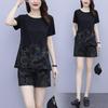 Plus Size Casual Summer Two-Piece Set: Loose Short Sleeve Shorts for Women