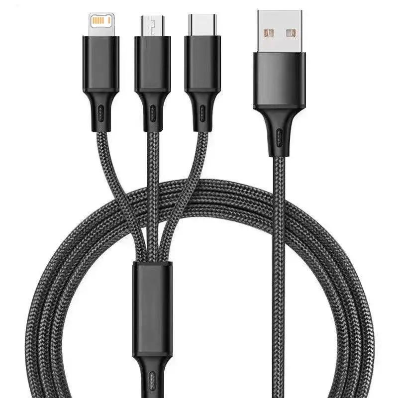 3 In 1 Micro USB Type C Fast Charging Cable Quick Charge MultiPort Micro Cable For iPhone 16 15 14 XS Xiaomi Samsung USB C Cable