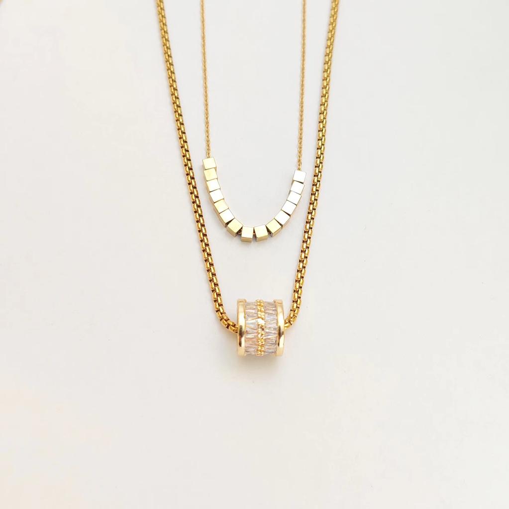 Double-Layer Stacked Small Waist Necklace Women'S High-End Sense Light Luxury Personality Versatile Collarbone Chain Autumn And Winter Accessories