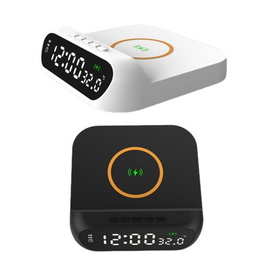 Wireless Charger with Digital Alarm Clock Temperature Display Wide Compatibility 15W Fast Charging 3-in-1 Wireless Charging Station