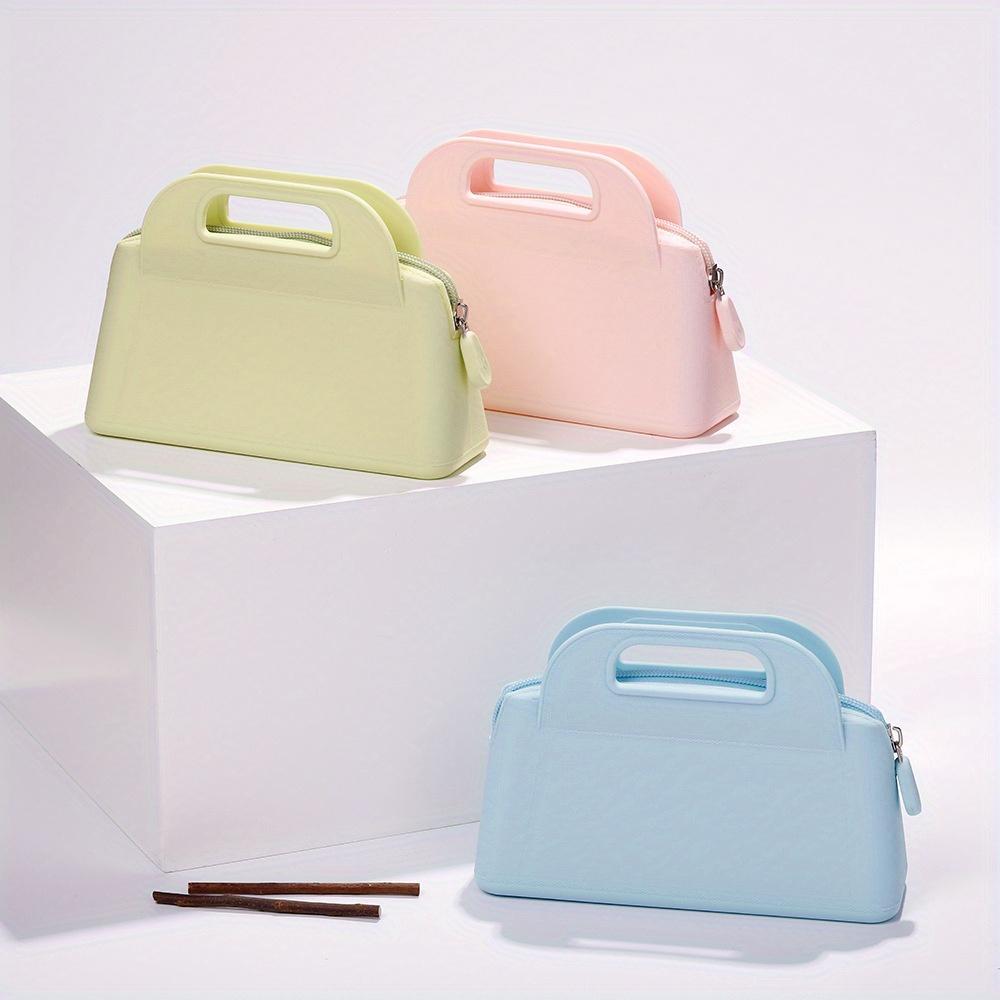 Silicone Cosmetic Bag for Women Portable Storage Bag Zipper Closure Handbag Travel Toiletries Organizer Makeup Bag Hand-held