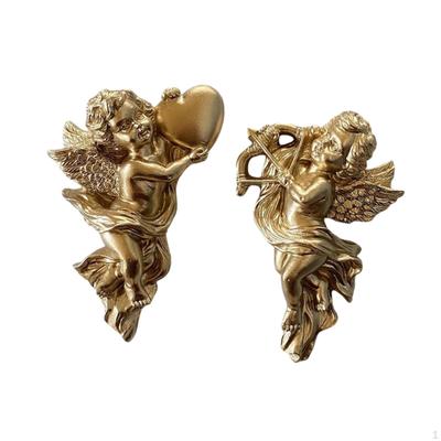2x Angel Statue Wall Hanging Figurines Cherub Cupid 5.3 In Tall Multipurpose Adornment
