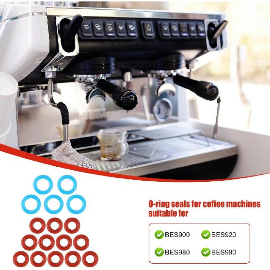 17pcs Coffee Machine O Rings for Breville, 5pcs Large Washer & 12pcs Small Gasket Rubber O-Ring Seal Replacement Kit Practical Espresso Machine