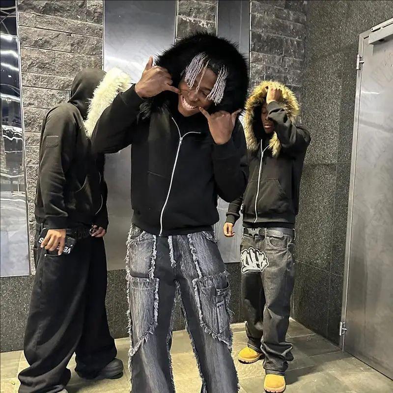 Retro 2K Street Style Nadýchaná mikina s kapucí