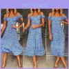 Lebendiges Damen Boho Blumen Off-Shoulder Langkleid Perfekt für Sommer Strandtage