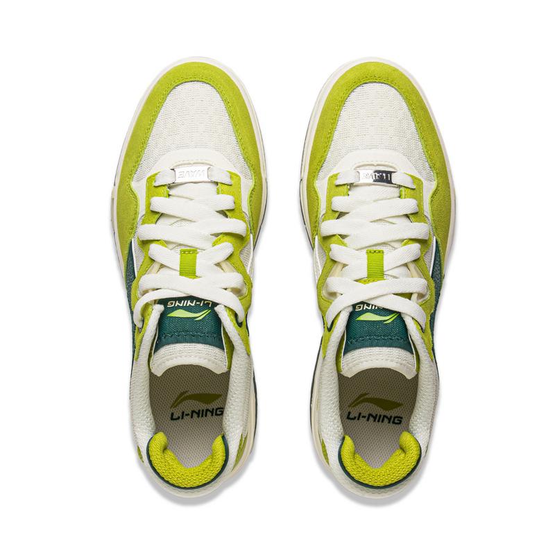 Li Ning Weiw Pro Trendy Versatile Durable Low-Top Skate Shoes Unisex Sneakers Cream-White Rainforest-Green AECV007-3