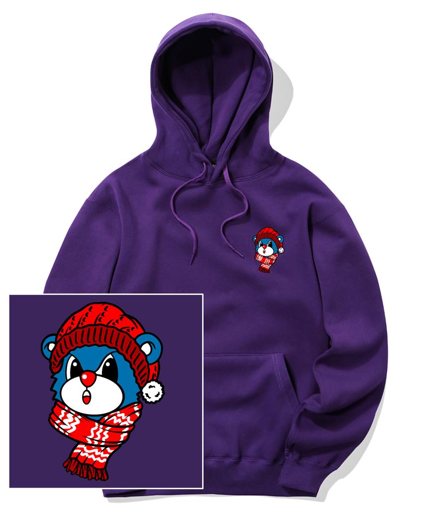 Santa Bear Logo Graphic Hoodie - Purple