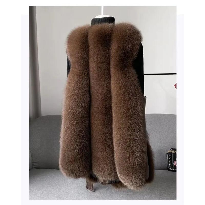 Gilet in Pelliccia Sintetica di Volpe ad Alta Fedeltà per Donna Sottile Versatile Moda di Alta Gamma Giovane Caldo Senza Maniche Cappotto Autunno/Inverno