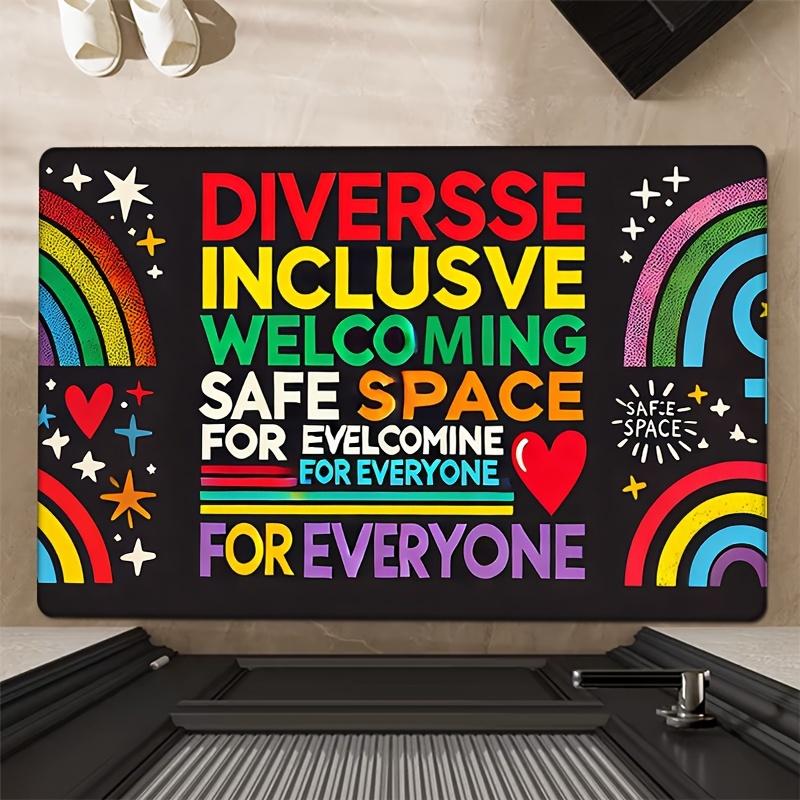 

1pc Pride Celebration Flannel Door Mat, 0.47inch Thick Non-Slip Machine Washable Polyester 100% Low Pile Flat Woven Rug, Fade Re 40x60cm