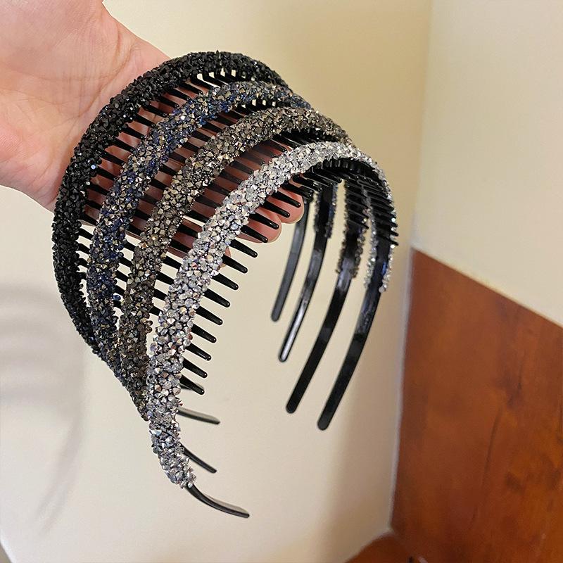 Shiny Rhinestone Headband Non Slip Teeth Design 1/2/4/5/6Pcs Fashion Hair Band for Girls Prom Daily Outing Party Wear