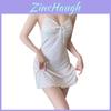 Women Silk Sleepwear Set With Deep V Neck And Padded Bra For Home Relaxation