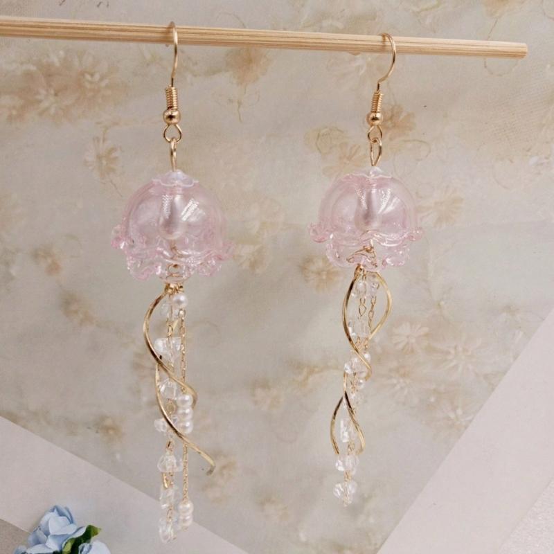 Jellyfish Shape Tassels Earrings Stylish Pendant Earrings Fashion Drop Earrings Fashionable Ear Jewelry for Woman Girls