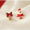 Silver Needle Oil Santa Bell Earrings: Autumn Winter Holiday Studs with High-End Flair.