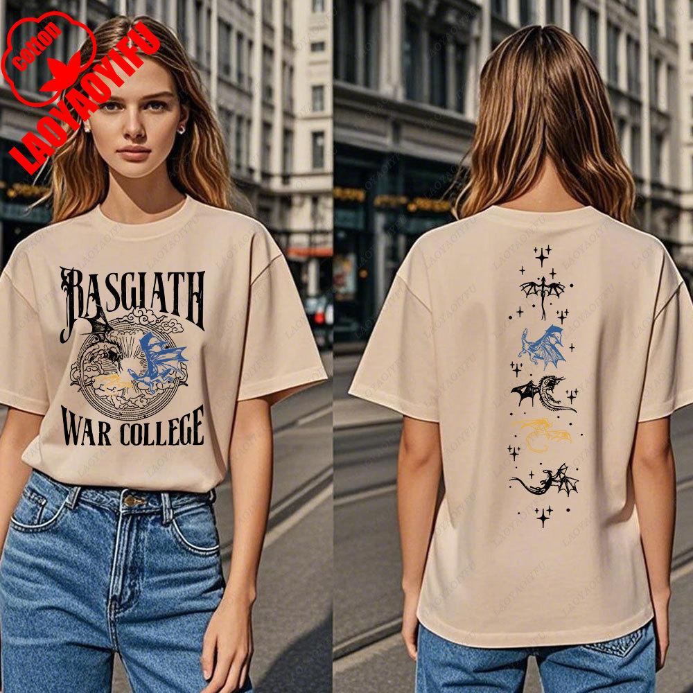 Fourth Wing DoubleSided TShirt Basgiath War College TShirt Women Tshirts High Quality Cotton Short Sleeve Graphic Vintage Tee