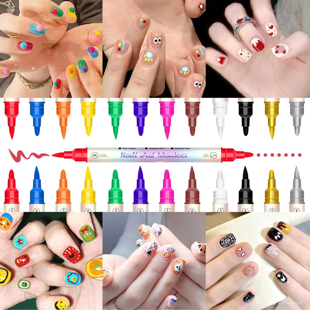 Zestaw 12/24 kolorów pisaków do paznokci 0,5 mm, pisaki akrylowe do zdobienia paznokci, manicure, dekoracji DIY 10 ml