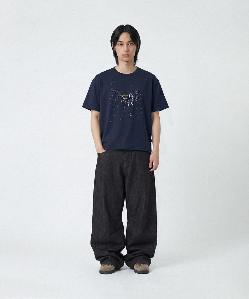 Odeupeol Horse Crop T-Shirt(Navy)