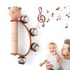 1Pc Baby Wooden Rattlehand Music Bellwooden Instrumentsbaby 0 3 Years Toysmake Sound Toysbear Music Rattletoys For Kids