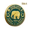 LUCKY Commemorative Coin with Elephant & Four-Leaf Clover – Good Luck Badge